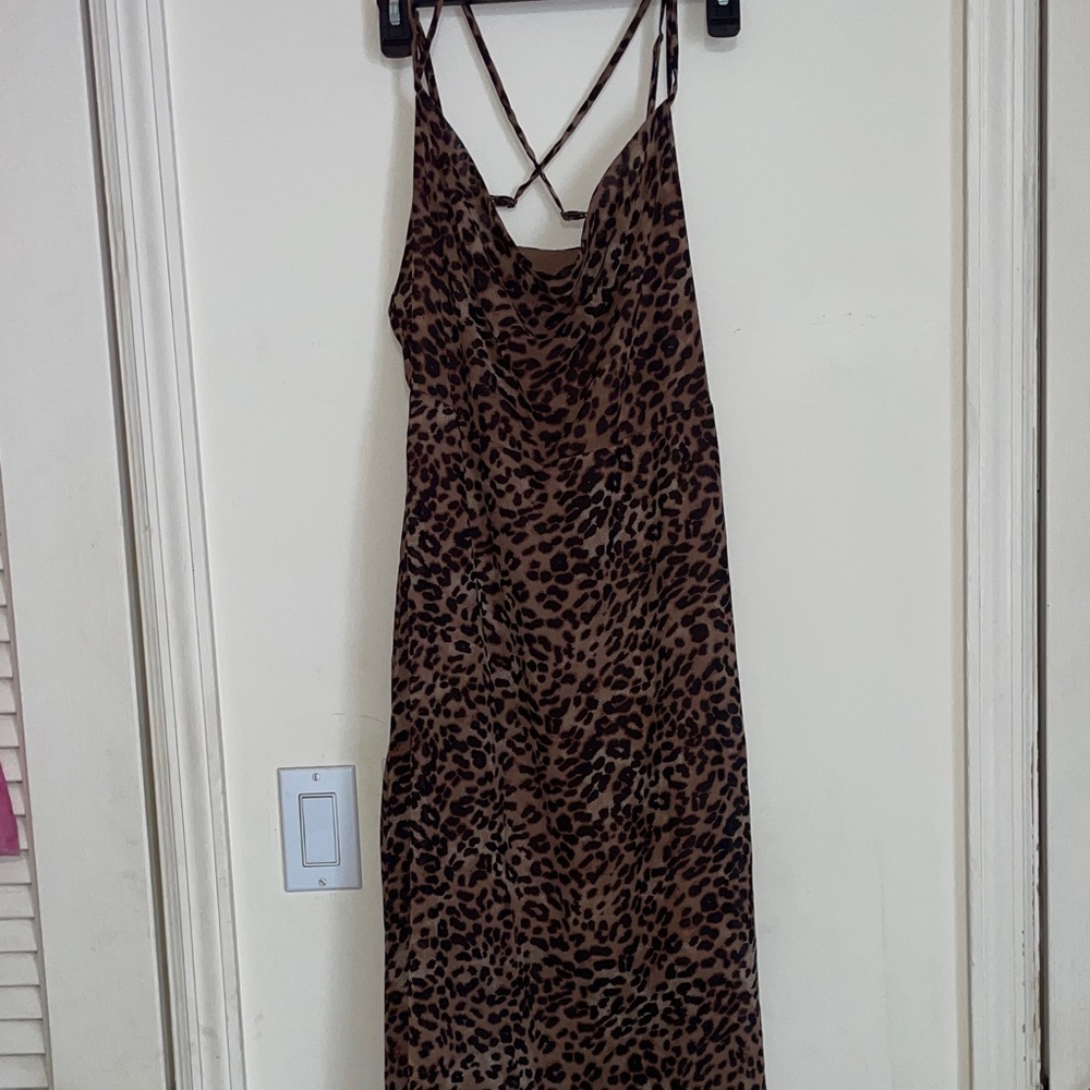 Wild Fable Brown Leopard Midi Dress